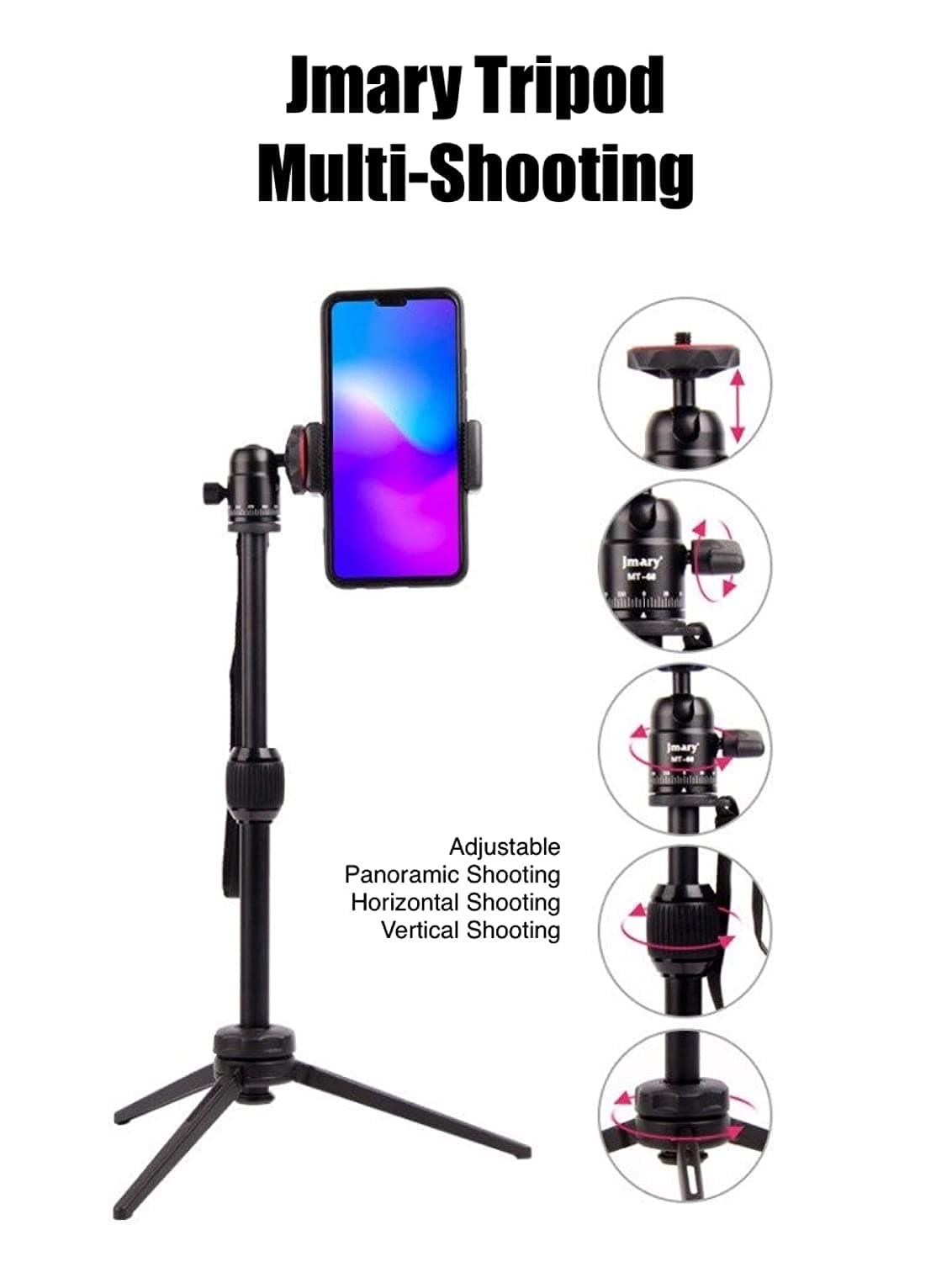 سه پایه جی ماری Jmary MT-68 Portable Tripod — تصویر ۶