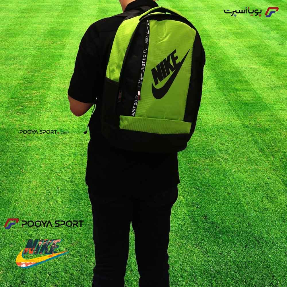 کوله پشتی ورزشی نایک NIKE سایز متوسط اعلا مشکی – سبز