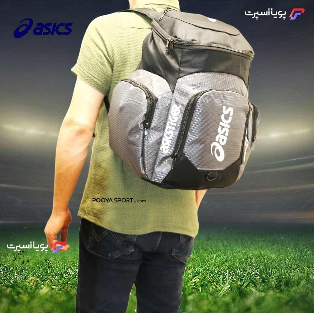 کوله پشتی ورزشی ضد آب جدید اسیکس asics سایز متوسط a12 طوسی — تصویر ۱۰
