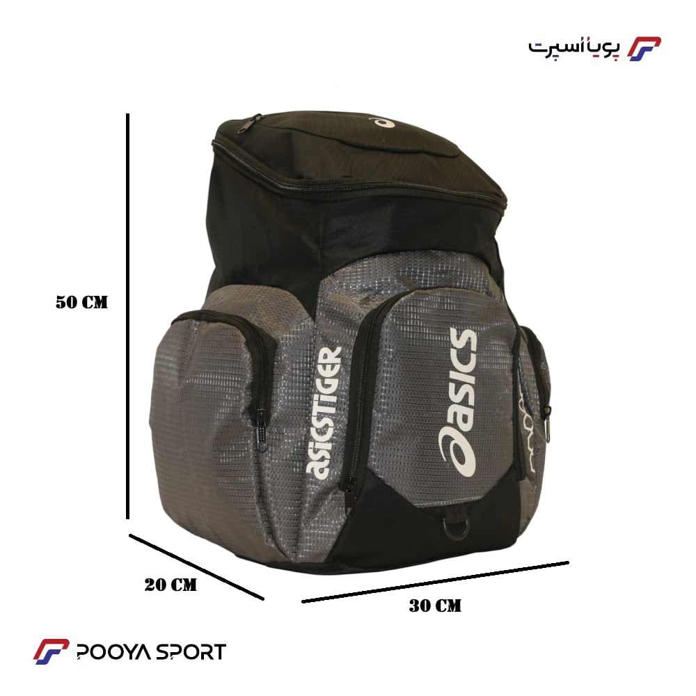 کوله پشتی ورزشی ضد آب جدید اسیکس asics سایز متوسط a12 طوسی — تصویر ۳