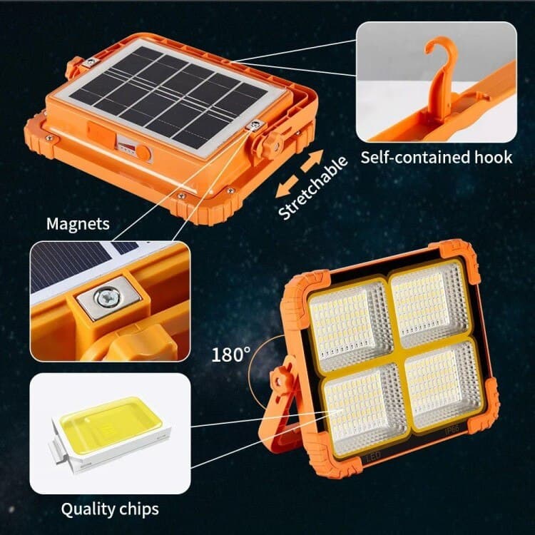 پروژکتور شارژی و خورشیدی 100 وات SOLAR LED LIGHT | خرید پروژکتور پاوربانک دار