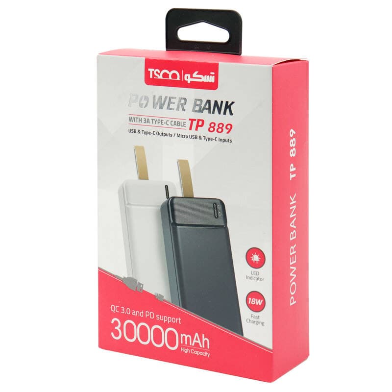 شارژر همراه تسکو مدل TP889 فست شارژ ظرفیت 30000 میلی آمپر ساعت — تصویر ۳