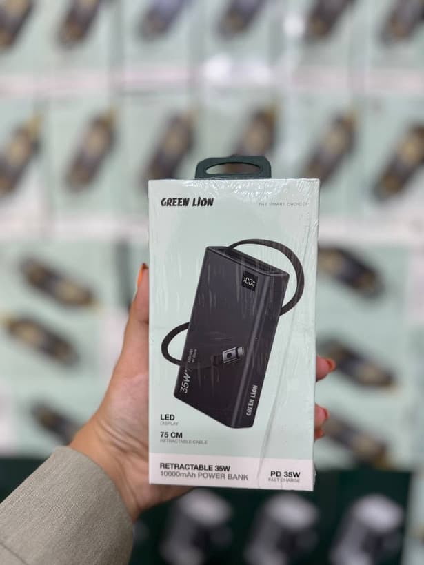 پاوربانک Green Lion مدل Retractable 35W 10K | خرید پاوربانک گرین لاین