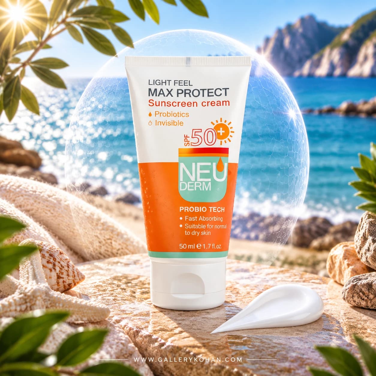 کرم ضد آفتاب بی رنگ نئودرم انواع پوست Max Protect spf50