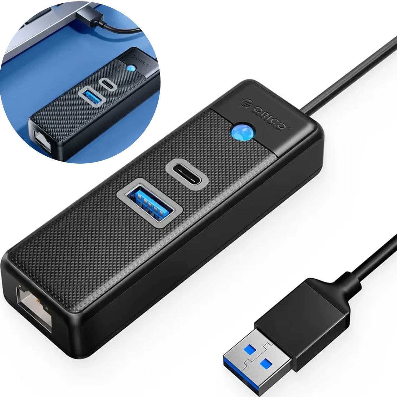 هاب یو اس بی اوریکو ORICO مدل PWCUR-U3-015 با سه پورت — تصویر ۲