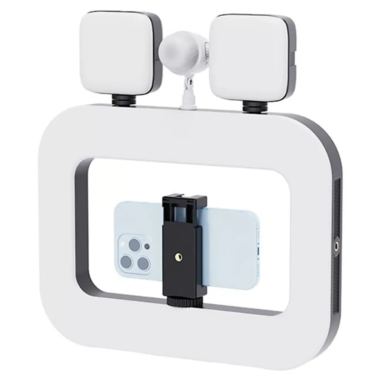 چراغ رینگ لایت مربعی مدل ZGRL-02 با هولدر موبایل — تصویر ۲