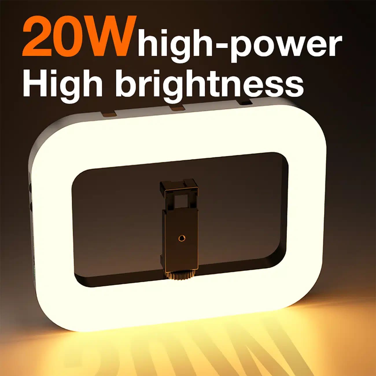 چراغ رینگ لایت مربعی مدل ZGRL-02 با هولدر موبایل — تصویر ۷