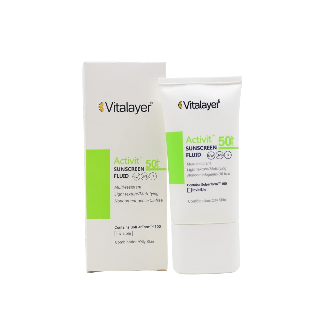 فلوئید ضد آفتاب بی رنگ SPF 50 پوست چرب اکتی ویت ویتالیر 50 میلی لیتر — تصویر ۷
