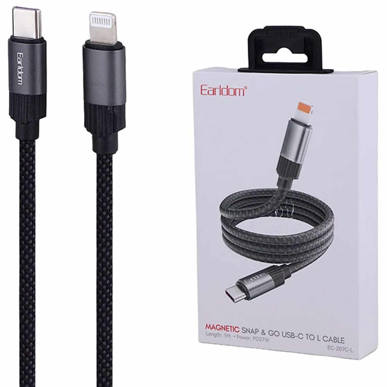 کابل تایپ سی به لایتنینگ ارلدام مدل EC-207C-L توان 27 وات یک متر