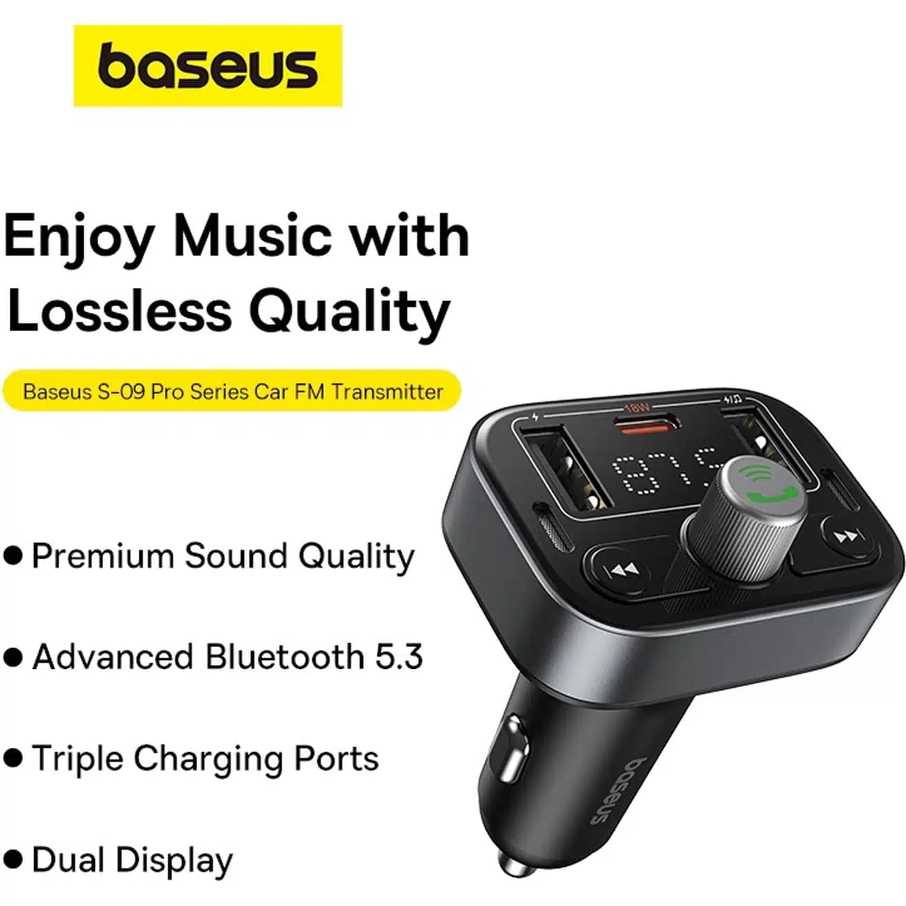 شارژر فندکی و اف ام پلیر باسئوس Baseus مدل BS-CH010‎ توان 18 وات — تصویر ۶