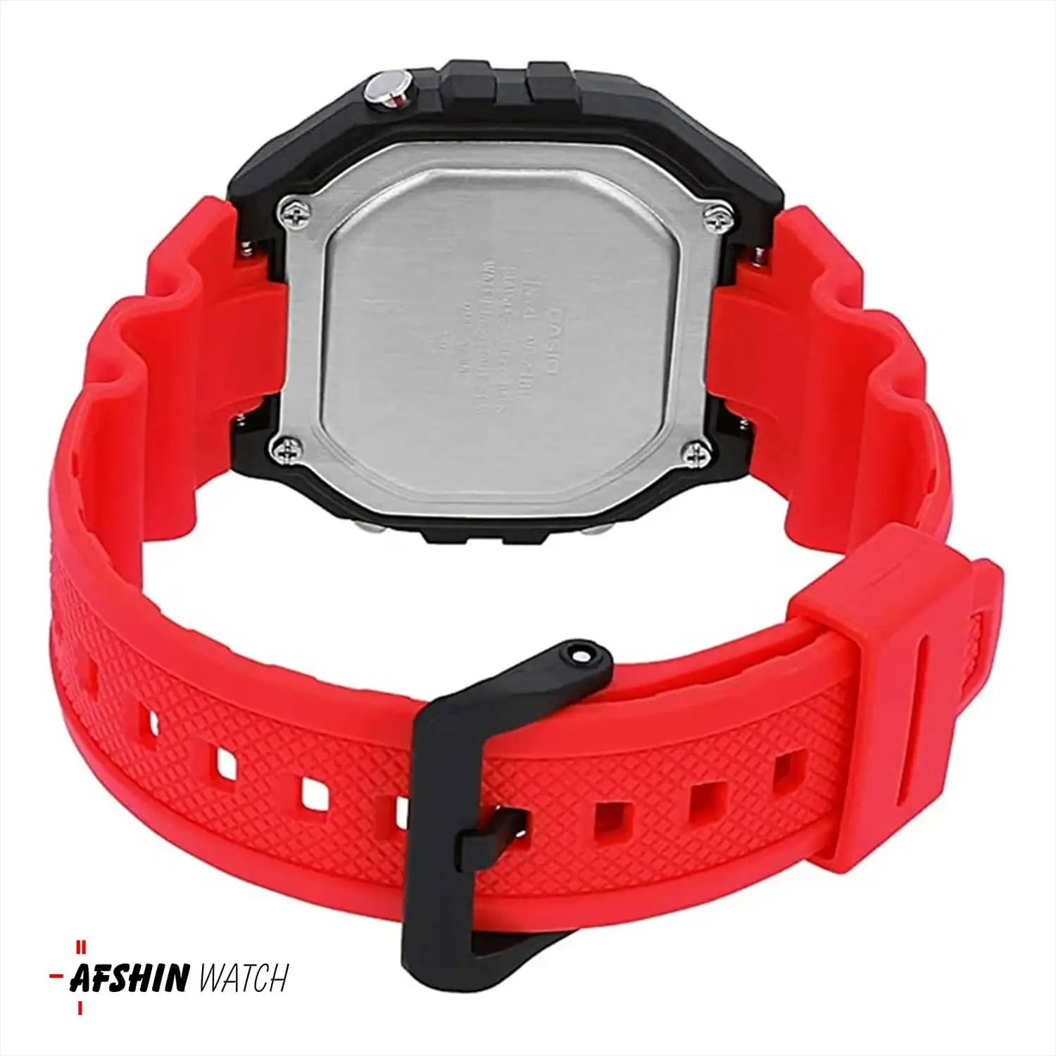 ساعت مچی دیجیتال کاسیو Casio مدل W-218H-4B با بند رزینی قرمز — تصویر ۹