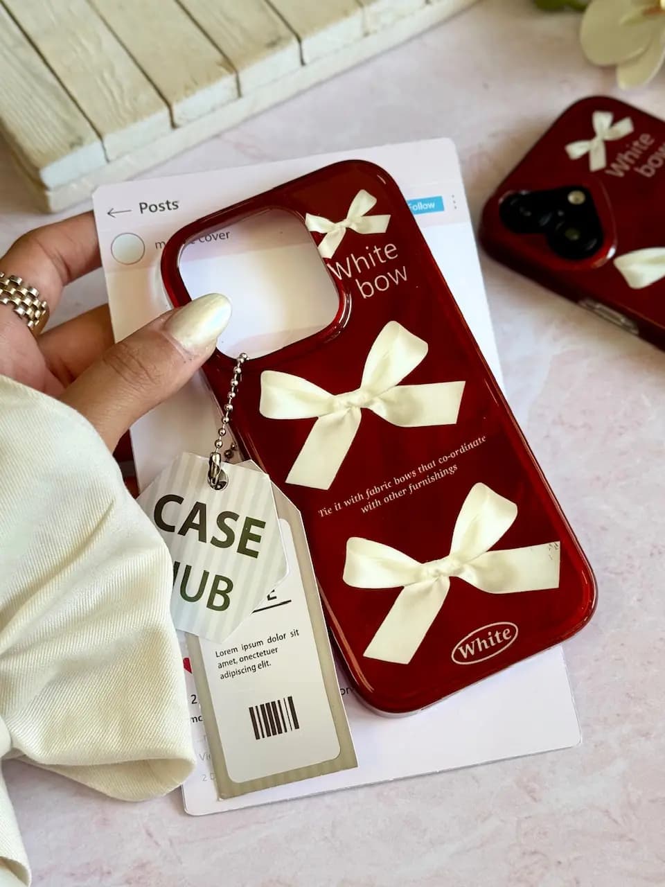 قاب چری white bow آیفون (کدC2095) — تصویر ۴