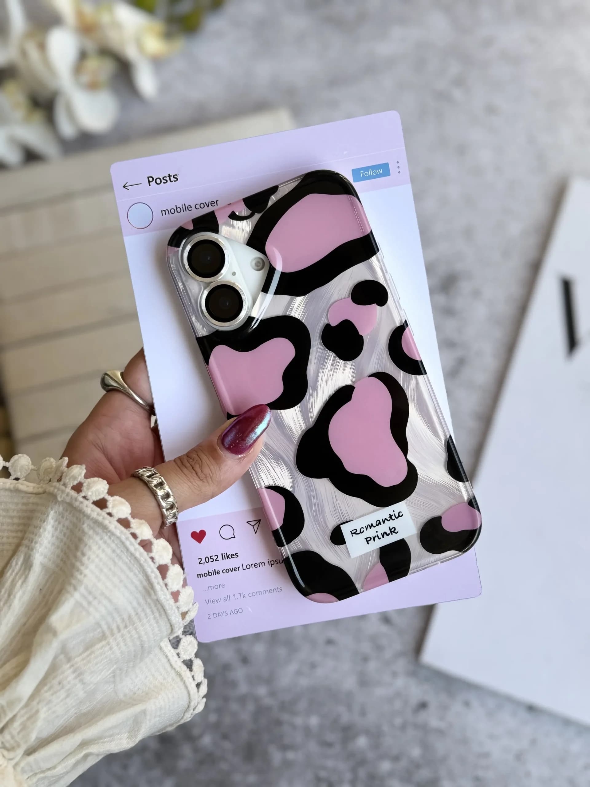 قاب پلنگی Romantic Pink آیفونی (کدC2062) — تصویر ۴
