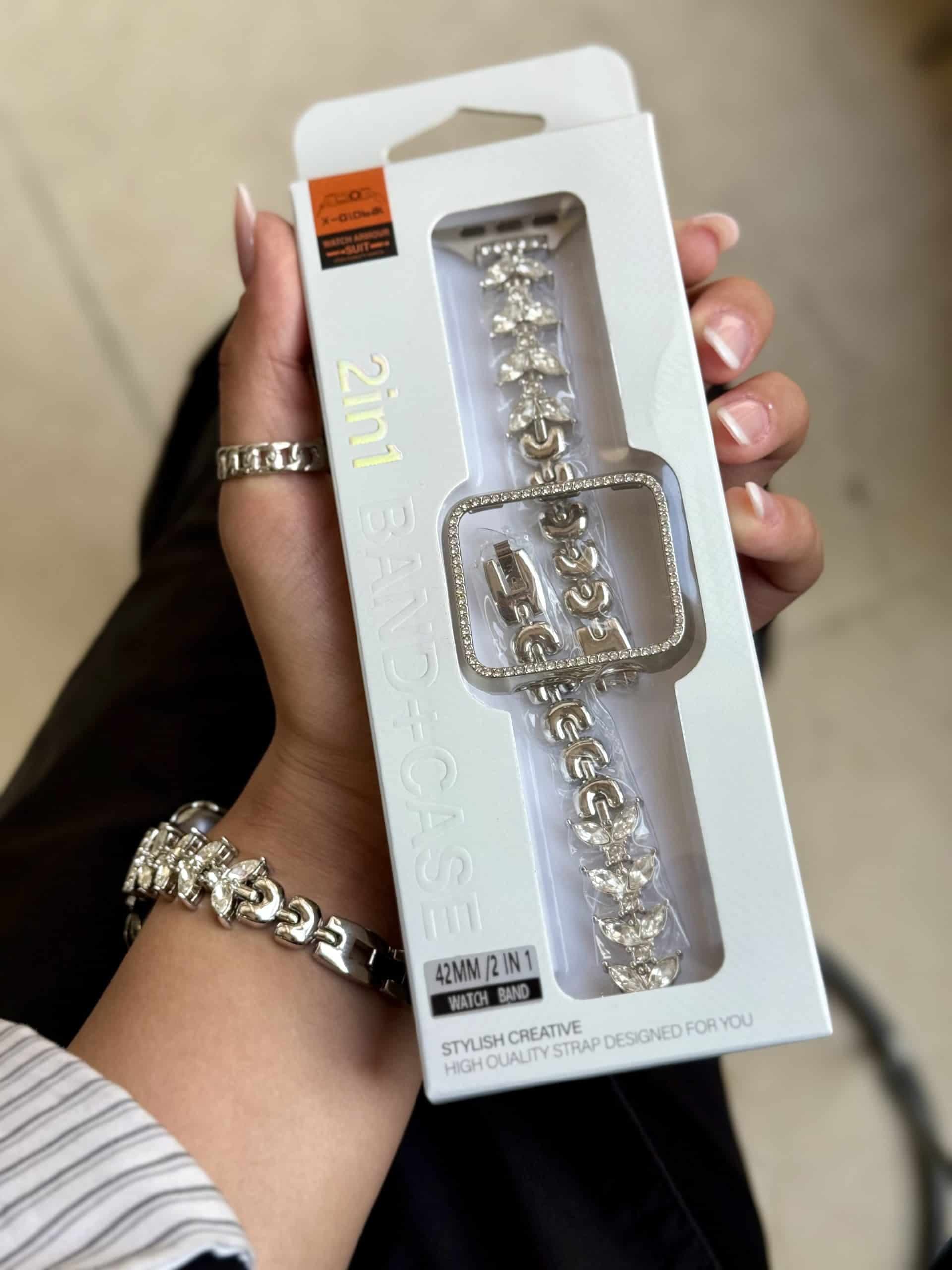 بند اپل واچ Diamond leaf bracelet با گارد نگینی (کدw5072) — تصویر ۱۰