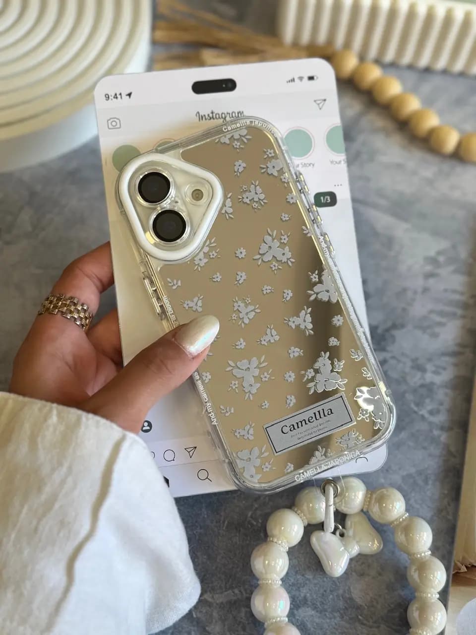 قاب گل کاملیا با آویز (کدC2102) — تصویر ۳
