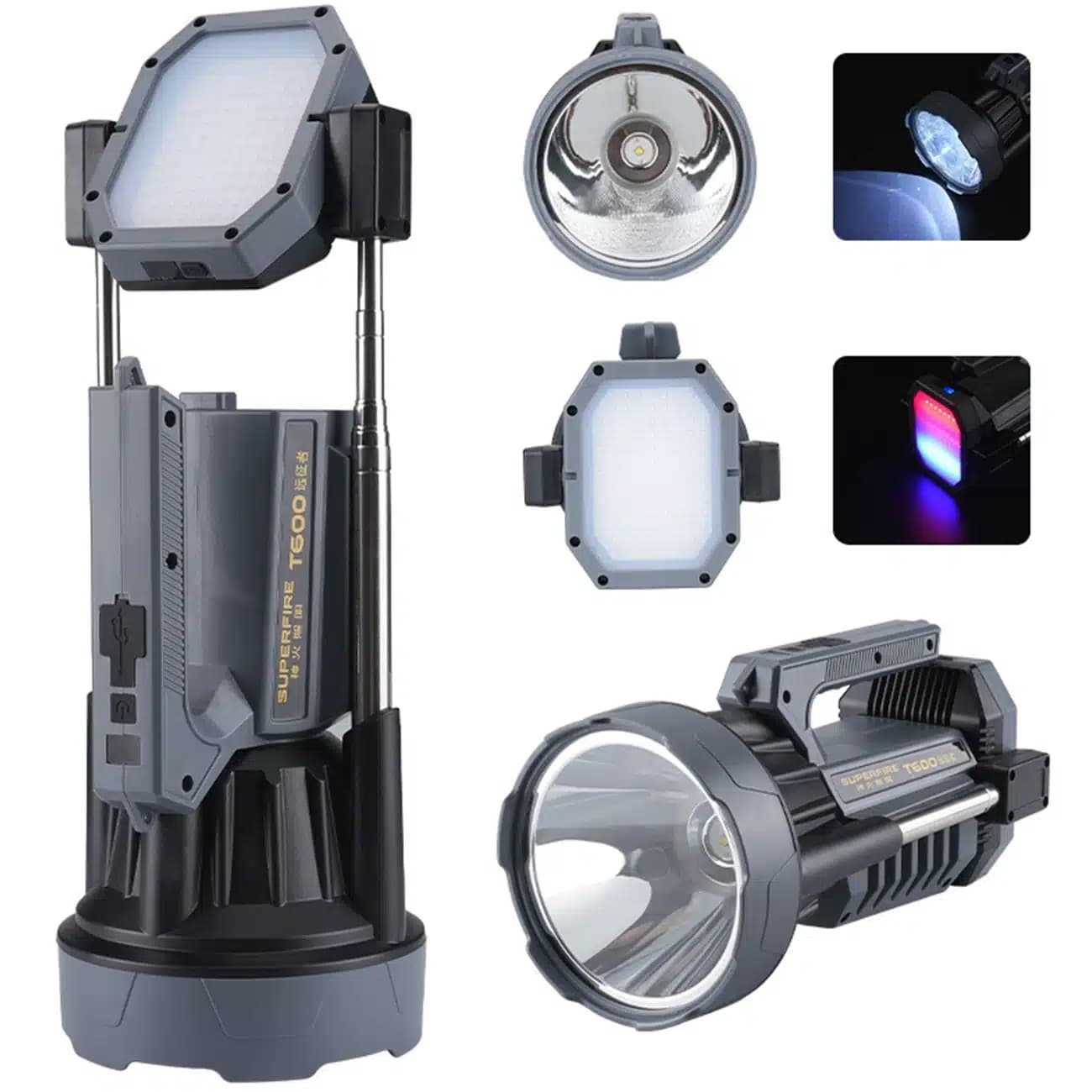 پروژکتور و چراغ قوه شارژی کوبا Coba مدل CB-T600 چندکاره برد 600 متر — تصویر ۲