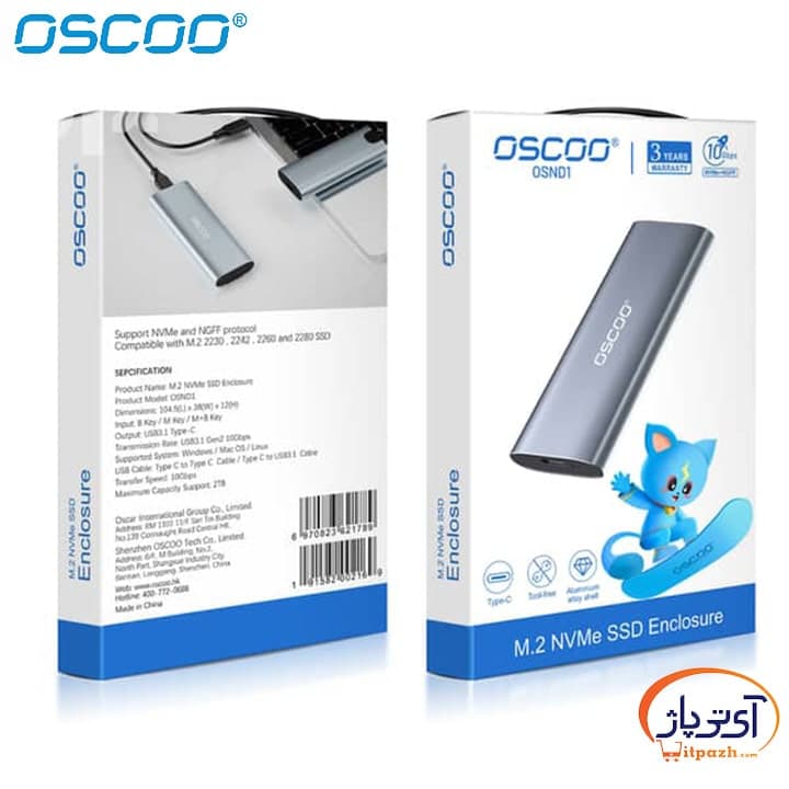 قاب مبدل اوسکو M.2 NVMe به اکسترنال OSCOO OSND1 — تصویر ۸