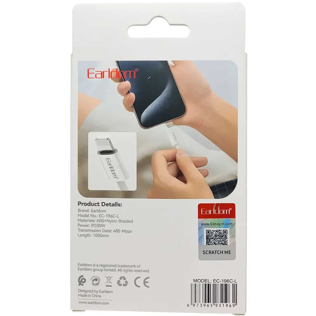 کابل تایپ سی به لایتنینگ ارلدام Earldom مدل EC-196C-L طول 1 متر — تصویر ۷
