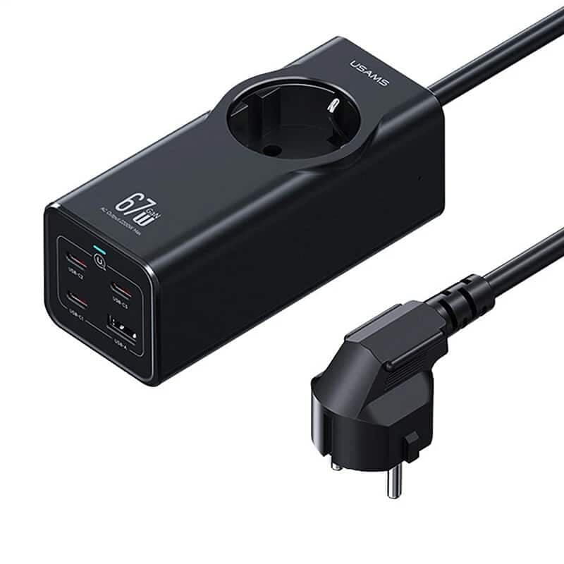چند راهی برق یک سوکت، 3 تایپ سی و 1 یو اس بی فست شارژ 67 وات یوسامز CC225 — تصویر ۴