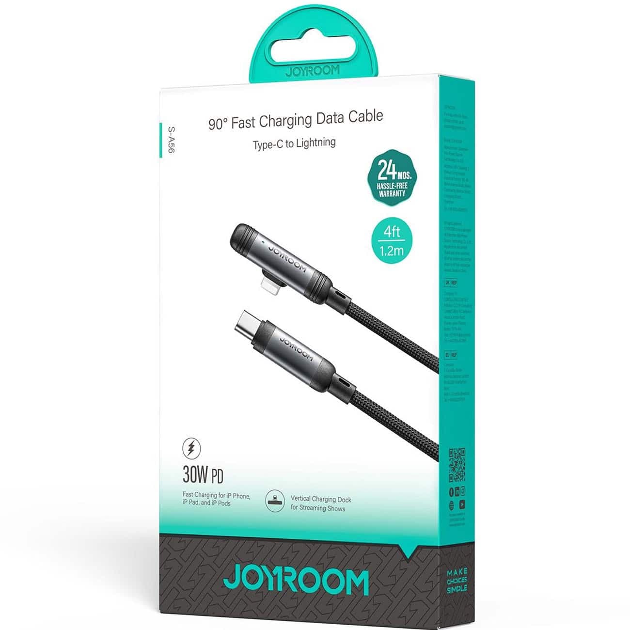 کابل تایپ سی به لایتنینگ جویروم Joyroom مدل S-A56 با توان 30 وات — تصویر ۶