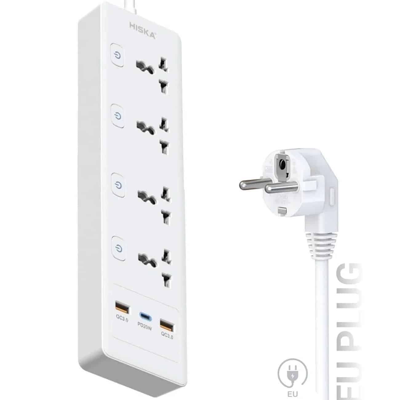چند راهی برق هیسکا HISKA مدل CH-5518 با 5 سوکت و 3 پورت — تصویر ۲