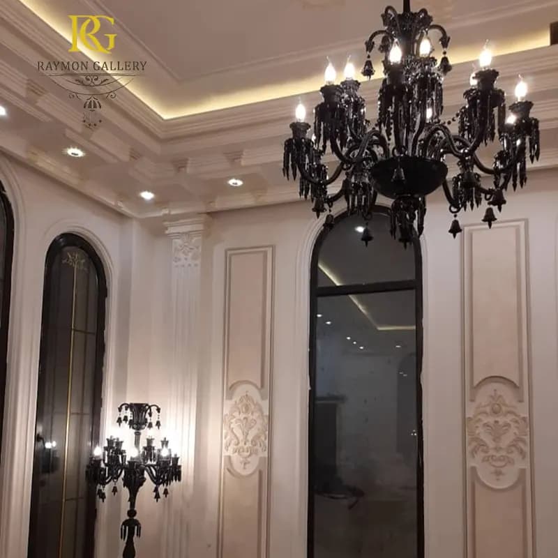 لوستر باکارات مشکی جدید(12 شاخه) — تصویر ۲