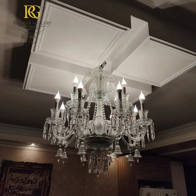 لوستر باکارات سفید کریستالی زنگوله ای (12شاخه)