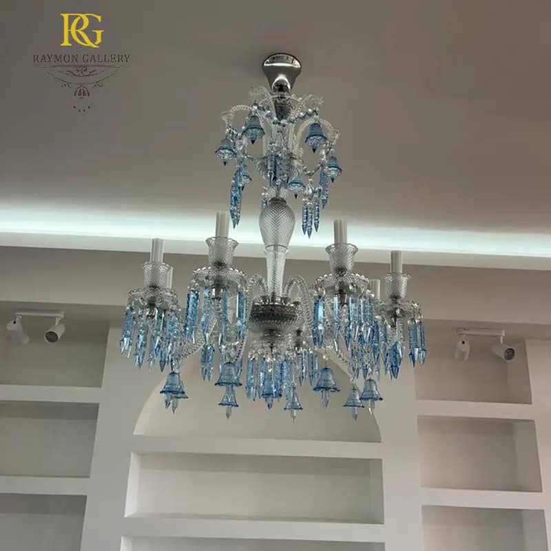 لوستر باکارات آبی ،سفید مدرن زنیت(6 شاخه)