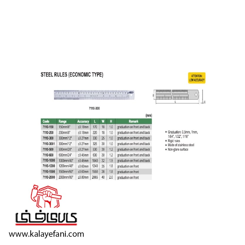 خط کش فلزی اینسایز مدل 600-7110 — تصویر ۶