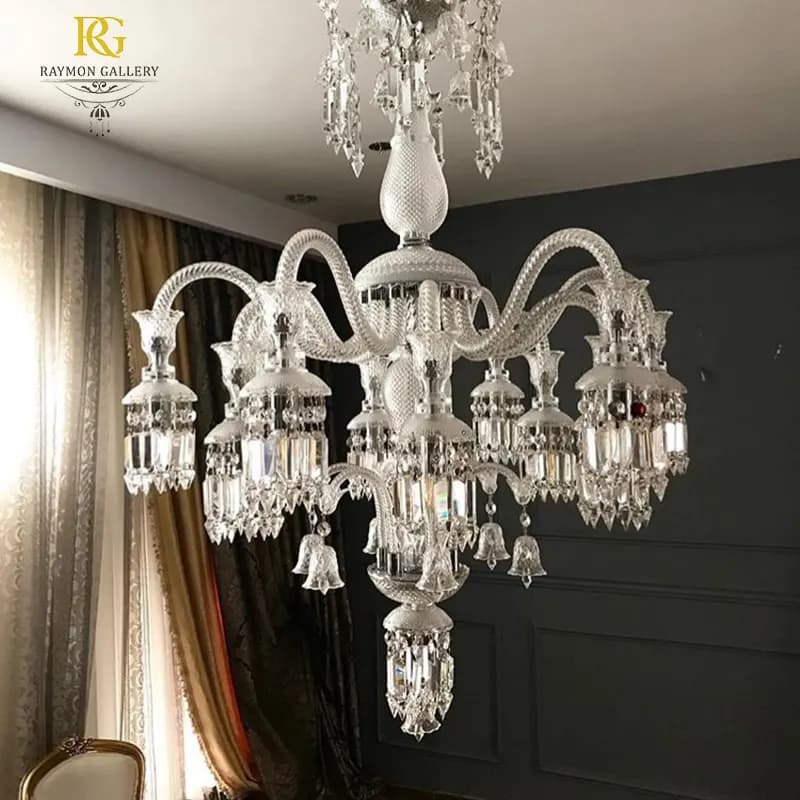 لوستر باکارات لوکس با آویز های استوانه ای (12 شاخه)