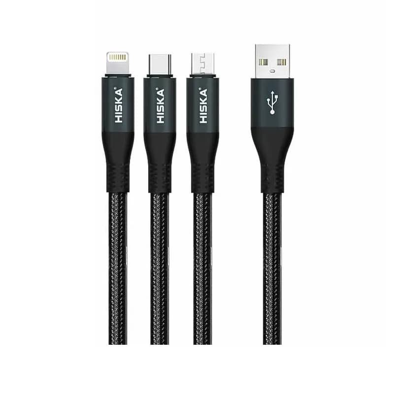 کابل شارژ چند کاره تایپ سی، لایتنینگ و اندروید هیسکا مدل LX-13