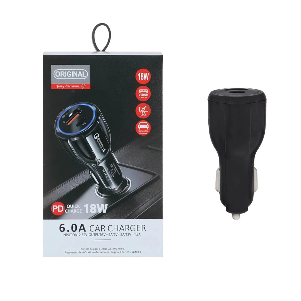 شارژر فندکی فست و PD دو پورت مدل TE-348PD 18W – مشکی (اصلی)