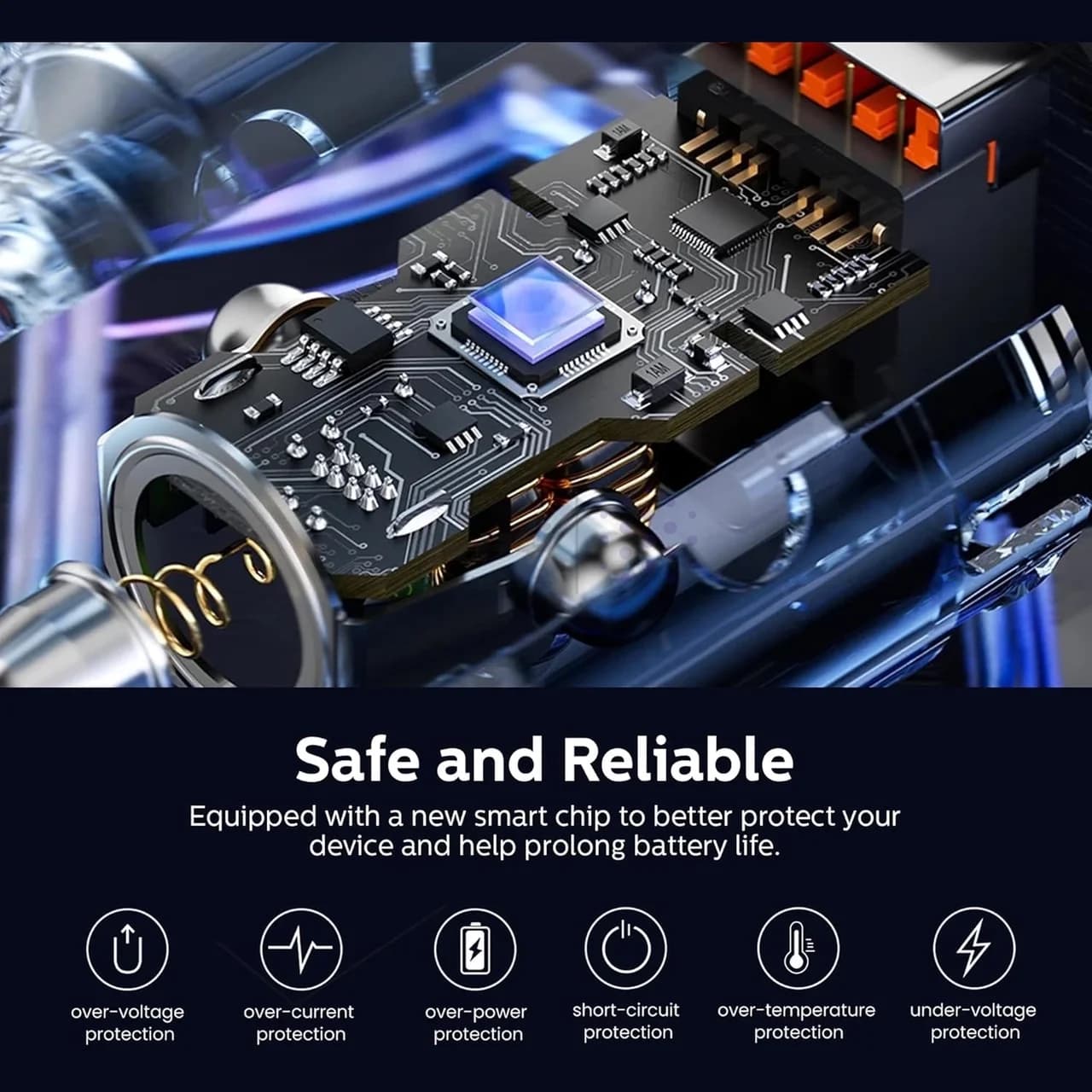 شارژر فندکی PD و فست دو پورت Philips مدل DLP5522CC 60W به همراه کابل شارژ Type-C To Type-C – مشکی (گارانتی دوساله سی آوا) — تصویر ۸