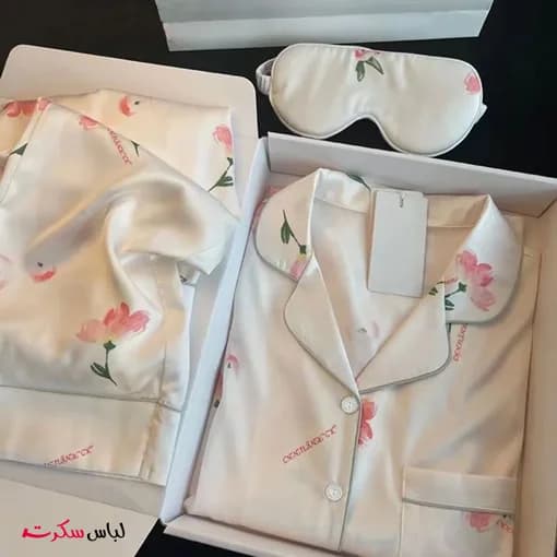 لباس خواب ساتن زنانه گلدار lslux035 — تصویر ۶