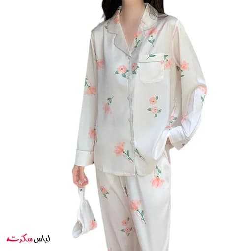 لباس خواب ساتن زنانه گلدار lslux035