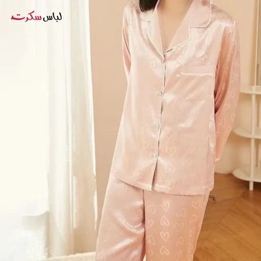 لباس خواب زنانه ساتن قلبی lslux0039 — تصویر ۹