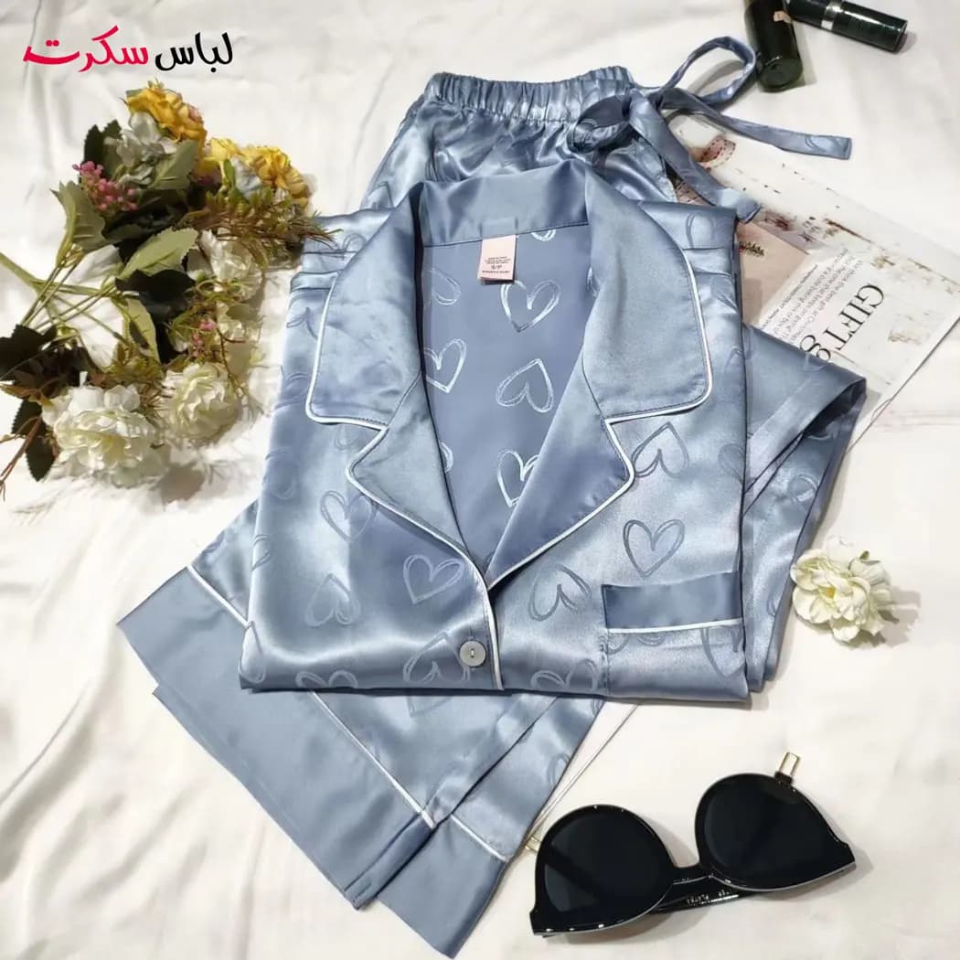 لباس خواب زنانه ساتن قلبی lslux0039 — تصویر ۷