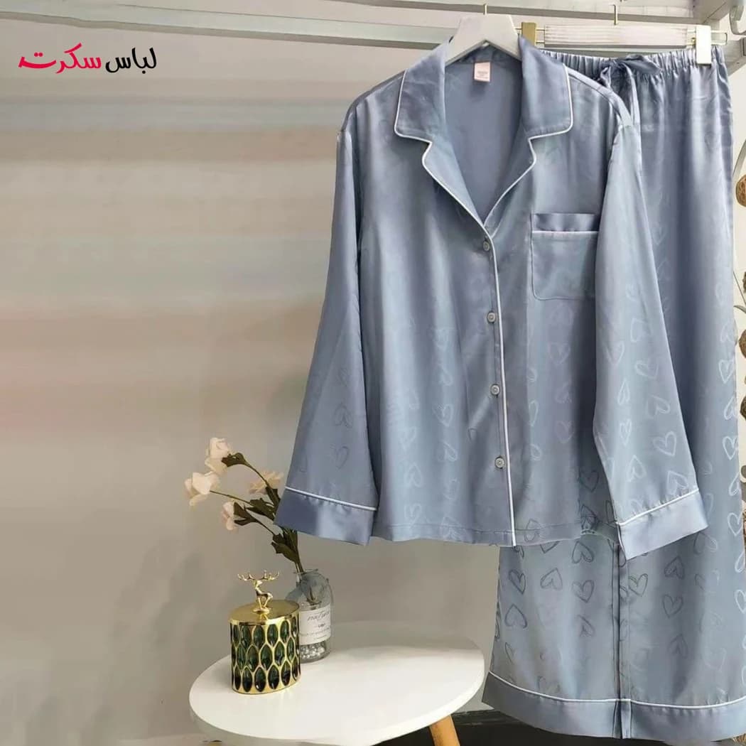 لباس خواب زنانه ساتن قلبی lslux0039 — تصویر ۸
