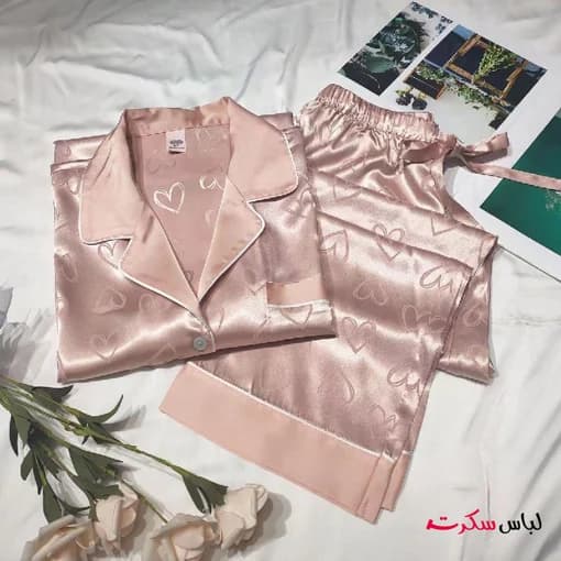 لباس خواب زنانه ساتن قلبی lslux0039 — تصویر ۲