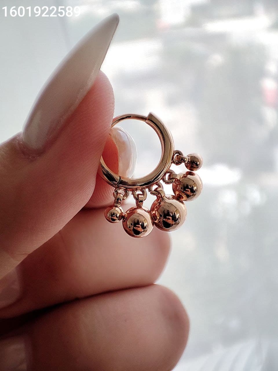 گوشواره حلقه ای زنانه آویز توپی مارک ژوپینگ کیفیت عالی رنگ ثابت کد 1616497 — تصویر ۵