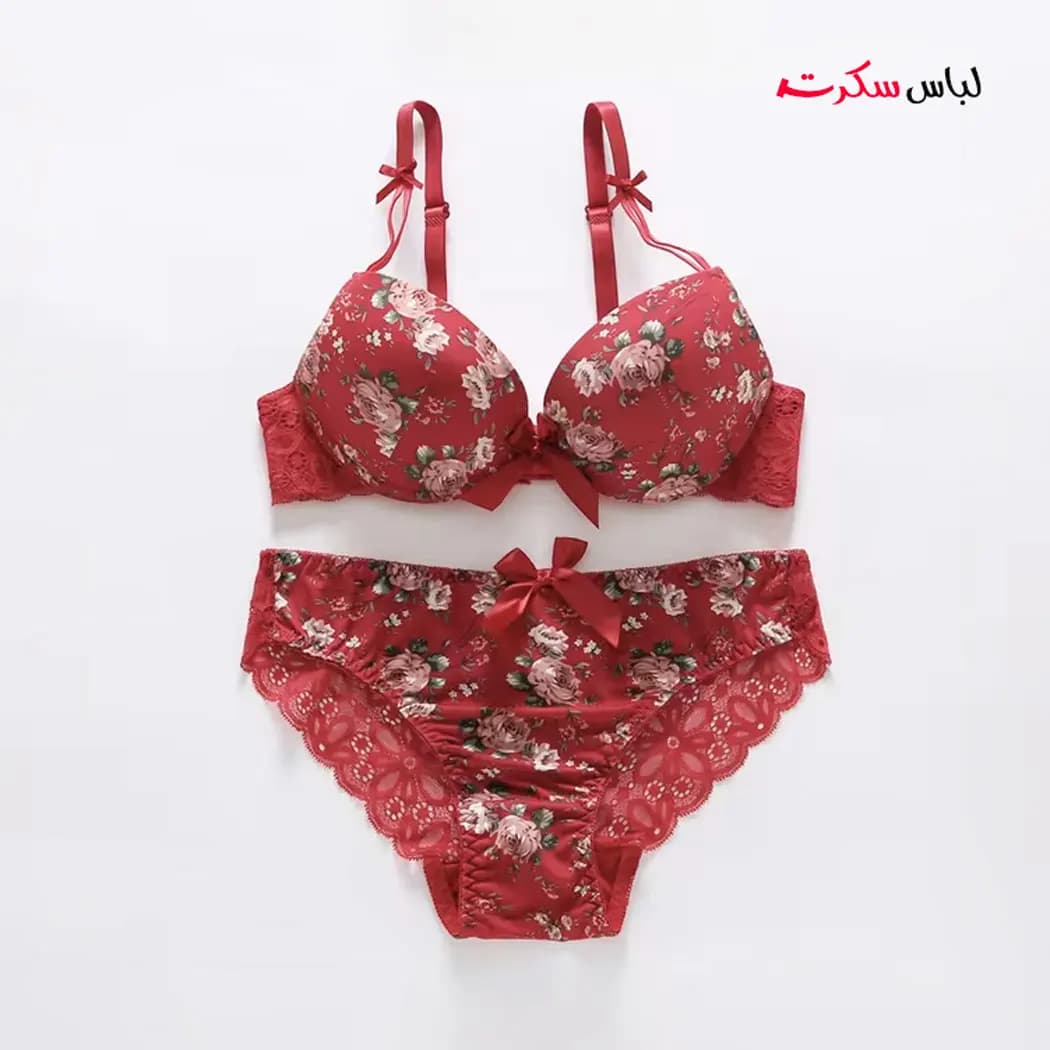 ست شورت و سوتین فنردار جکدار گلدار ls193 — تصویر ۹