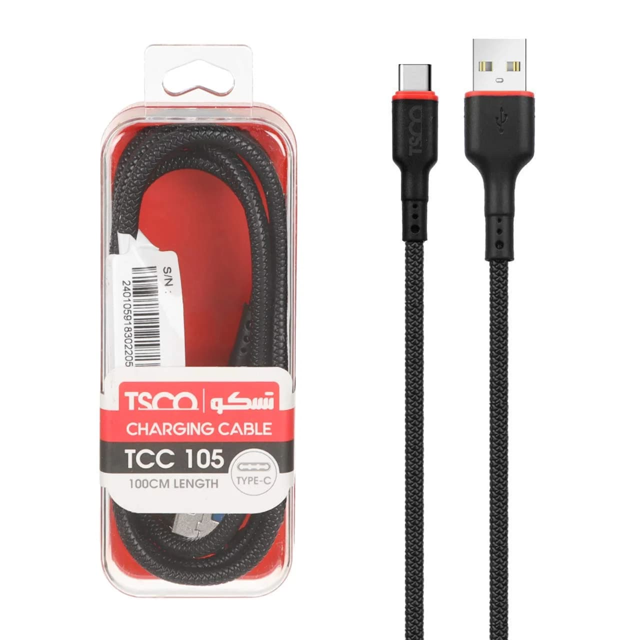 کابل شارژ و دیتا فست TSCO Type-C مدل TCC 105 – مشکی (گارانتی 12 ماهه TSCO ) — تصویر ۳