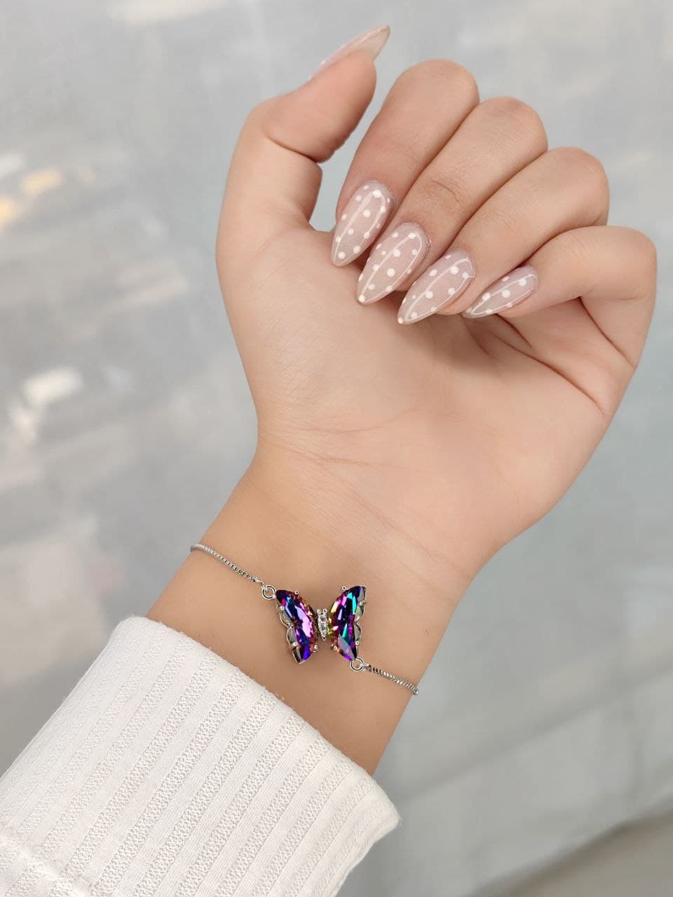 دستبند استیل دخترانه طرح پروانه ای براق کرواتی در رنگ بندی متنوع کد 1217095 — تصویر ۸