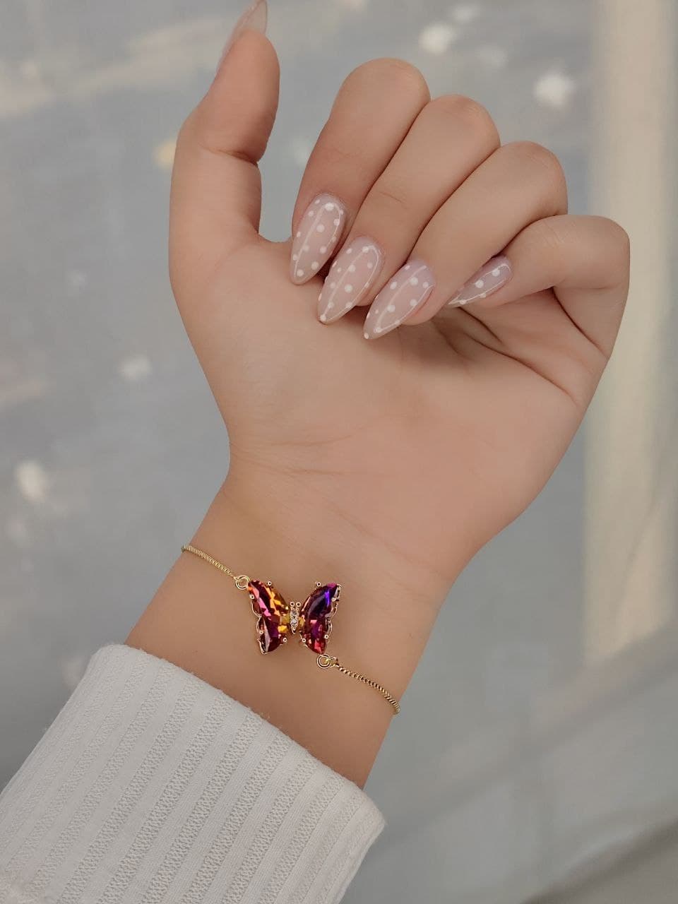 دستبند استیل دخترانه طرح پروانه ای براق کرواتی در رنگ بندی متنوع کد 1217095 — تصویر ۴