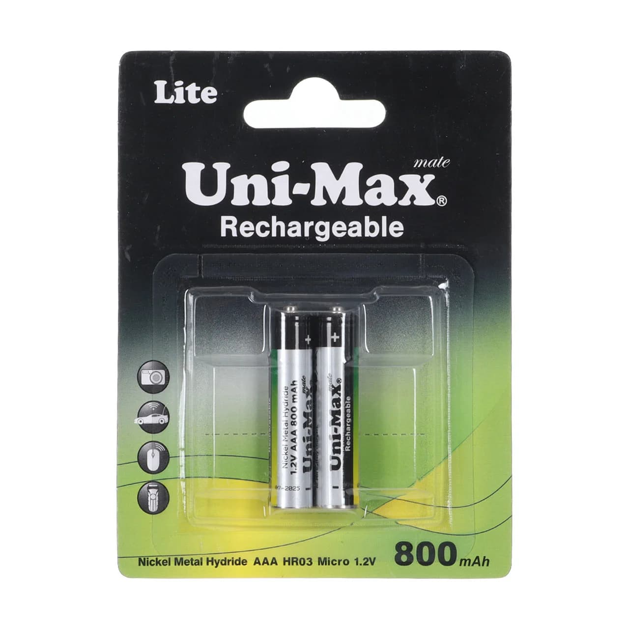 باتری نیم قلم قابل شارژ Uni-Max AAA با ظرفیت 800mAh (بسته 2 عددی) — تصویر ۲