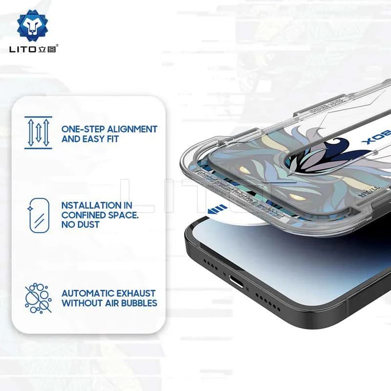 گلس آسان نصب گوشی iPhone 14 Pro Max لیتو مدل D+ Tools Magic — تصویر ۴