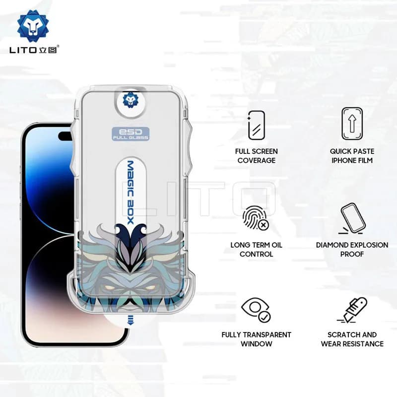 گلس آسان نصب گوشی iPhone 14 Pro Max لیتو مدل D+ Tools Magic — تصویر ۵
