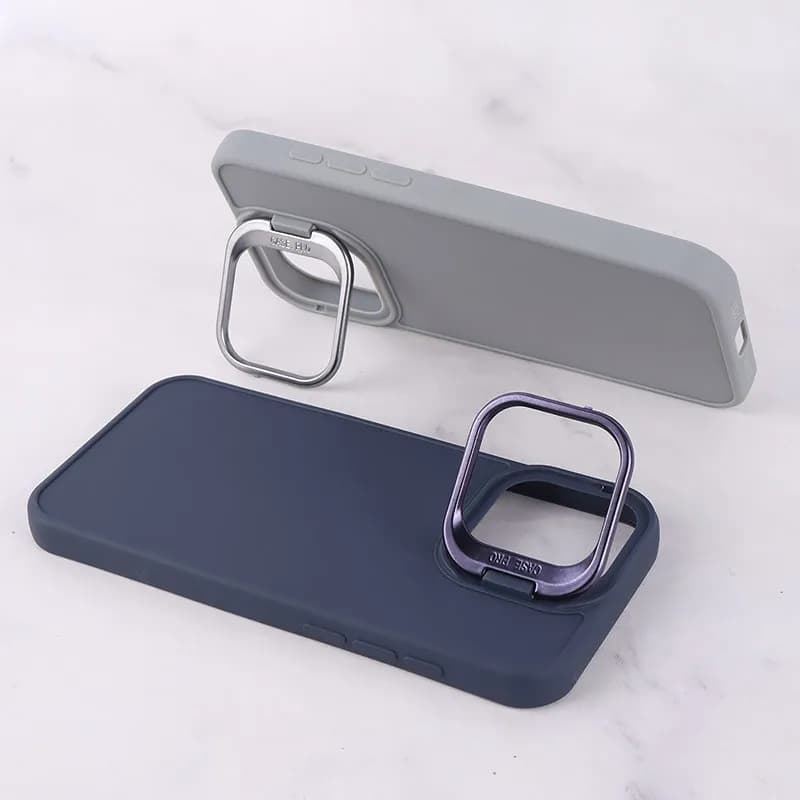 قاب ژله ای استندشو برای گوشی اپل iPhone 16 Pro Max سرمه ای — تصویر ۴