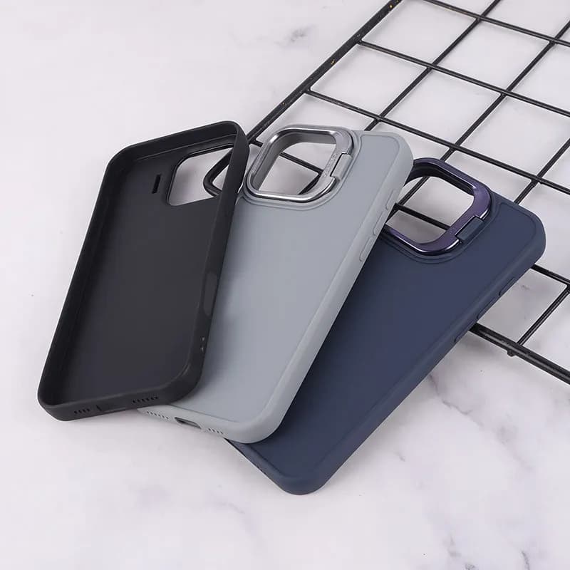 قاب ژله ای استندشو برای گوشی اپل iPhone 16 Pro Max سرمه ای — تصویر ۵