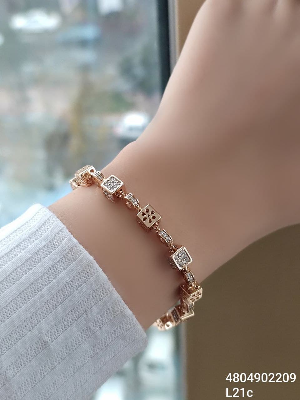 دستبند زنانه طرح مکعب مارک ژوپینگ کیفیت عالی رنگ ثابت کد 1217036 — تصویر ۵